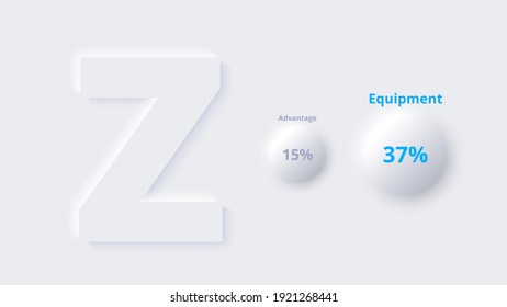 Vector neumorphic infographic. Presentation slide template. Business infographics concept with letter Z and place for your text.