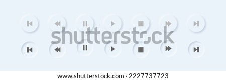 Vector neumorphic style Music Play button set for UI design
