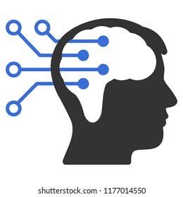 Vector neural interface circuit illustration. An isolated illustration on a white background.