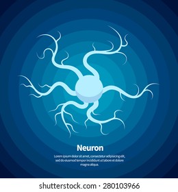 Vector neuron icon On blue background with circles.