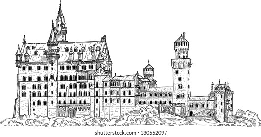 vector - Neuschwanstein Castle in Germany isolated on background