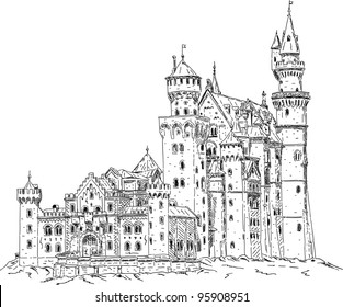 vector - Neuschwanstein Castle in Germany isolated on background