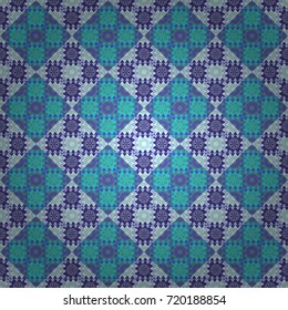 Vector neutral, blue and violet seamless background pattern with rhombuses.