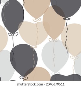 Vector Neutral Colored Balloons on White seamless pattern background. Perfect for web design, fabric, invitations and scrapbooking projects.