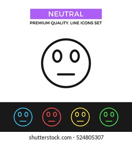 Vector neutral emoticon icon. Meh face, indifference concept. Premium quality graphic design. Modern signs, outline symbols, simple thin line icons set for website, web design, mobile app, infographic