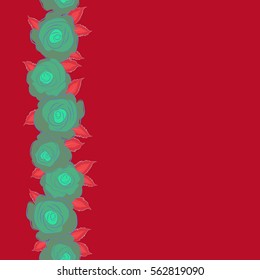 Vector neutral, red and pink rose flowers vertical seamless pattern with copy space (place for your text).