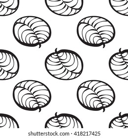 Vector neutral seamless organic pattern of hand-drawn stylized leaves.  Decorative template repeat texture for web, wrapping, 