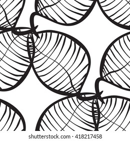 Vector neutral seamless organic pattern of hand-drawn stylized leaves.  Decorative template repeat texture for web, wrapping, 