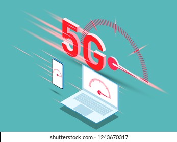 vector of new 5th generation of internet concept, speed of 5G network internet wireless.