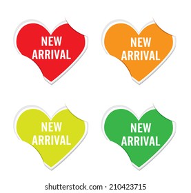 Vector -New arrival sign icon valentine heart stickers.  