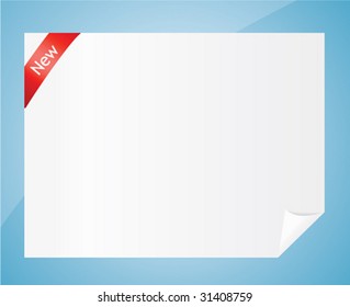 Vector new blank with red ribbon. Vector illustration.