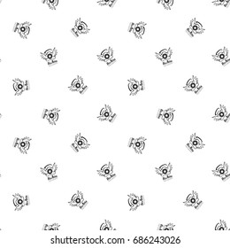 Vector new born photography logo seamless pattern. Photo studio hand drawn design elements, signs, logos, identity, labels, badges, branding objects for business. Black sketch on white background.