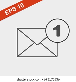 Vector new e-mail icon. Outline letter on isolated background.