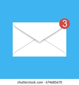 Vector new email notification . White mail envelope on a blue background.