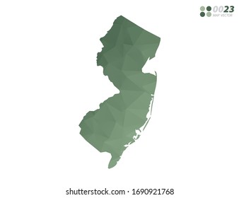 Vector of New Jersey map green polygon triangle mosaic with white background. style gradient.