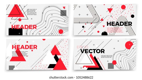 Vector new memphis style banner templates, white modern background with geometric shapes and place for your text.