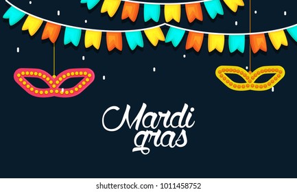 vector new orleans mardi gras vector with background carnival mask and text. vector mardi gras party or fat tuesday poster design template with space for text.