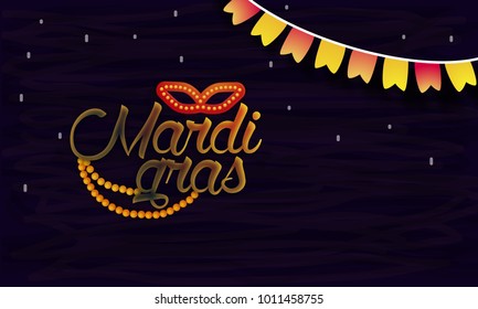 vector new orleans mardi gras vector with background carnival mask and text. vector mardi gras party or fat tuesday poster design template with space for text.