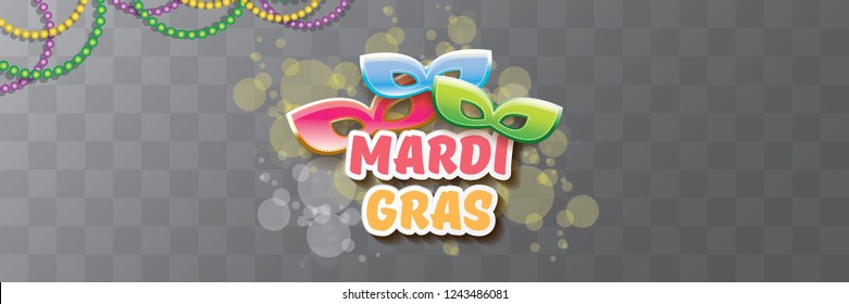 vector new orleans mardi gras vector horizontal banner background with blur lights, carnival mask and text. vector mardi gras party or fat tuesday purple poster design template