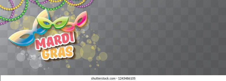 vector new orleans mardi gras vector horizontal banner background with blur lights, carnival mask and text. vector mardi gras party or fat tuesday purple poster design template