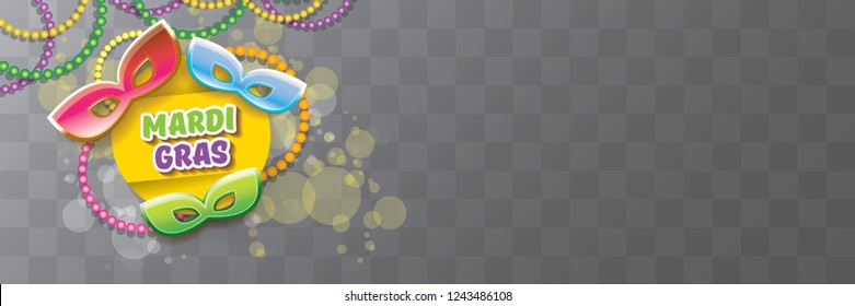 vector new orleans mardi gras vector horizontal banner background with blur lights, carnival mask and text. vector mardi gras party or fat tuesday purple poster design template