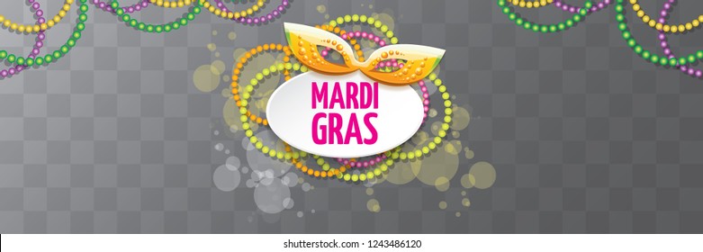 vector new orleans mardi gras vector horizontal banner background with blur lights, carnival mask and text. vector mardi gras party or fat tuesday purple poster design template