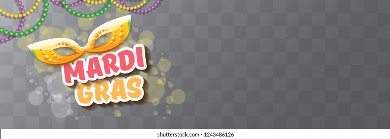 vector new orleans mardi gras vector horizontal banner background with blur lights, carnival mask and text. vector mardi gras party or fat tuesday purple poster design template