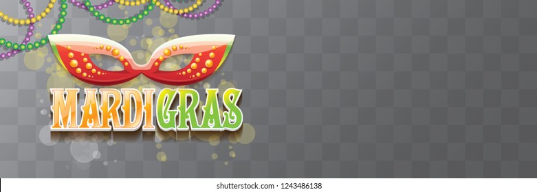 vector new orleans mardi gras vector horizontal banner background with blur lights, carnival mask and text. vector mardi gras party or fat tuesday purple poster design template