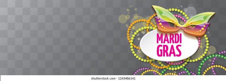 vector new orleans mardi gras vector horizontal banner background with blur lights, carnival mask and text. vector mardi gras party or fat tuesday purple poster design template