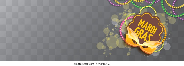 vector new orleans mardi gras vector horizontal banner background with blur lights, carnival mask and text. vector mardi gras party or fat tuesday purple poster design template