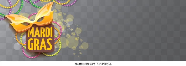 vector new orleans mardi gras vector horizontal banner background with blur lights, carnival mask and text. vector mardi gras party or fat tuesday purple poster design template