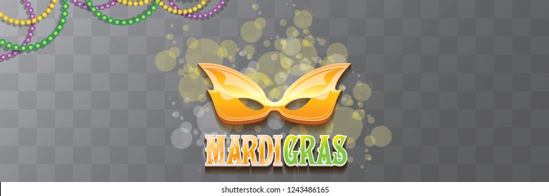 vector new orleans mardi gras vector horizontal banner background with blur lights, carnival mask and text. vector mardi gras party or fat tuesday purple poster design template