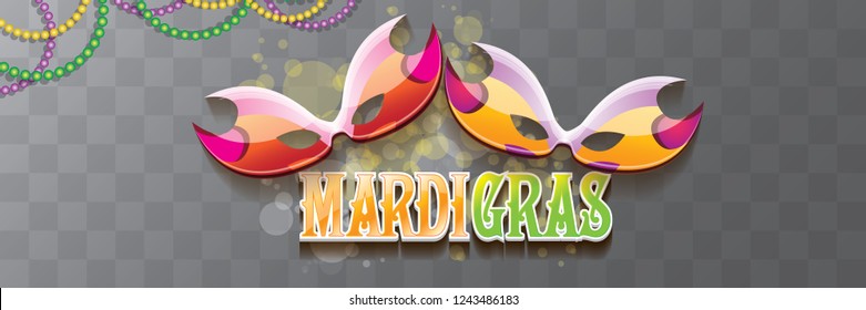 vector new orleans mardi gras vector horizontal banner background with blur lights, carnival mask and text. vector mardi gras party or fat tuesday purple poster design template