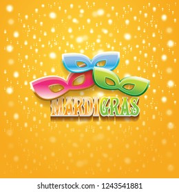 vector new orleans mardi gras vector orange background with blur lights, carnival mask and text. vector mardi gras party or fat tuesday purple poster design template with space for text