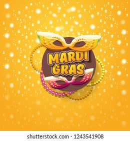 vector new orleans mardi gras vector orange background with blur lights, carnival mask and text. vector mardi gras party or fat tuesday purple poster design template with space for text