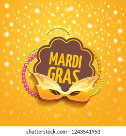 vector new orleans mardi gras vector orange background with blur lights, carnival mask and text. vector mardi gras party or fat tuesday purple poster design template with space for text