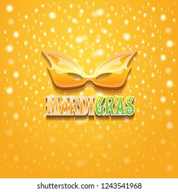 vector new orleans mardi gras vector orange background with blur lights, carnival mask and text. vector mardi gras party or fat tuesday purple poster design template with space for text