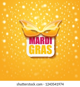 vector new orleans mardi gras vector orange background with blur lights, carnival mask and text. vector mardi gras party or fat tuesday purple poster design template with space for text