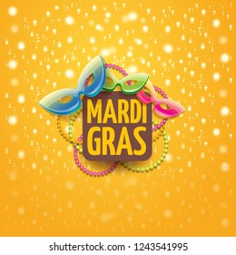 vector new orleans mardi gras vector orange background with blur lights, carnival mask and text. vector mardi gras party or fat tuesday purple poster design template with space for text