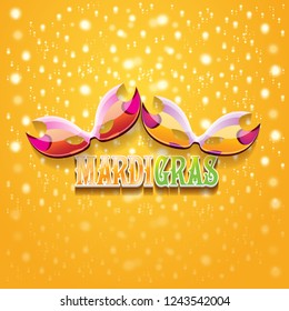 vector new orleans mardi gras vector orange background with blur lights, carnival mask and text. vector mardi gras party or fat tuesday purple poster design template with space for text