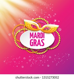 vector new orleans mardi gras vector pink background with blur lights, carnival mask and text. vector mardi gras party or fat tuesday purple poster design template with space for text