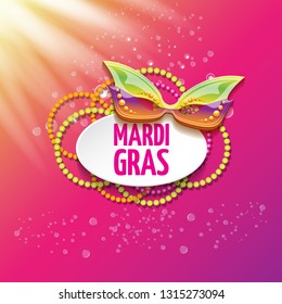 vector new orleans mardi gras vector pink background with blur lights, carnival mask and text. vector mardi gras party or fat tuesday purple poster design template with space for text