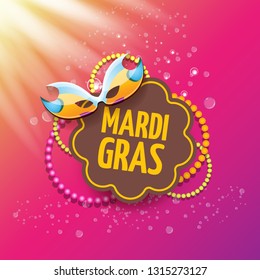 vector new orleans mardi gras vector pink background with blur lights, carnival mask and text. vector mardi gras party or fat tuesday purple poster design template with space for text