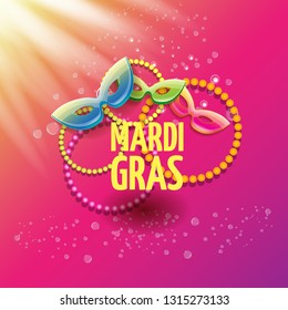 vector new orleans mardi gras vector pink background with blur lights, carnival mask and text. vector mardi gras party or fat tuesday purple poster design template with space for text