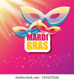 vector new orleans mardi gras vector pink background with blur lights, carnival mask and text. vector mardi gras party or fat tuesday purple poster design template with space for text