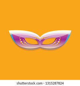 vector new orleans mardi gras purple carnival mask isolated on orange background. vector mardi gras party or fat tuesday poster design element