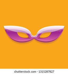 vector new orleans mardi gras purple carnival mask isolated on orange background. vector mardi gras party or fat tuesday poster design element