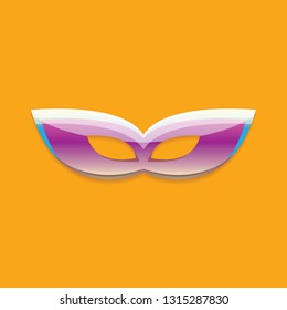 vector new orleans mardi gras purple carnival mask isolated on orange background. vector mardi gras party or fat tuesday poster design element
