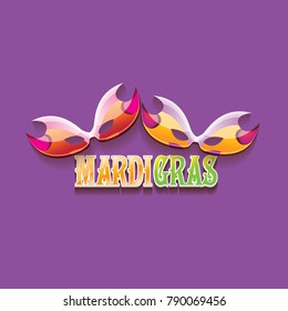 vector  new orleans mardi gras vector background with carnival mask and text. vector mardi gras party or fat tuesday purple poster design template with space for text
