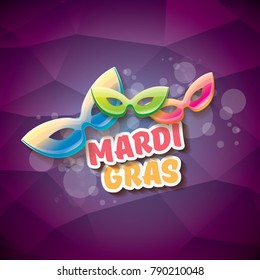 vector new orleans mardi gras vector violet background with blur lights, carnival mask and text. vector mardi gras party or fat tuesday purple poster design template with space for text